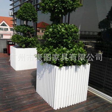 白色阳台防腐木花箱 园林种植花坛 隔离带木制花箱 塑木花箱