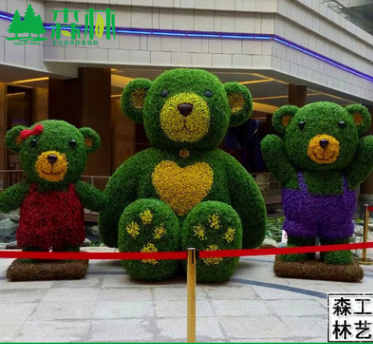 园林景观布置绿雕植物 仿真绿雕动植物造型雕塑 环保仿真动物大熊