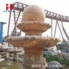 石雕风水球喷泉晚霞红园林招财养鱼池流水石材转运球假山水钵摆件