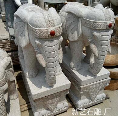 石雕镇宅大象摆件花岗岩石材大象公母大象看门石象招财大象避邪