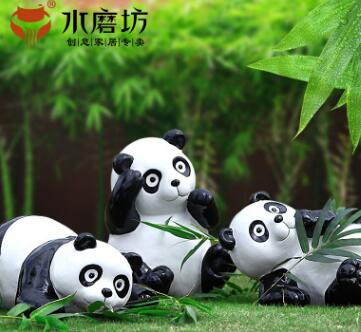 厂家直销户外树脂仿真熊猫摆件园林景观装饰庭院氧化镁动物工艺品