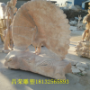 晚霞红石雕孔雀开屏 园林景观摆件 大理石动物雕刻 城市雕塑批发
