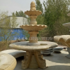 欧式石雕喷泉水钵花钵 黄锈石户外园林景观雕塑 3米高喷泉雕塑
