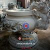 手工雕刻青石双龙天公炉/石雕香炉直径80公分