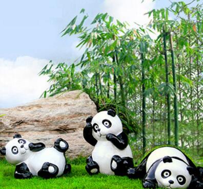 仿真卡通玻璃钢熊猫雕塑厂家 园林绿地雕塑景观熊猫小品摆件定制