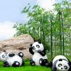 仿真卡通玻璃钢熊猫雕塑厂家 园林绿地雕塑景观熊猫小品摆件定制