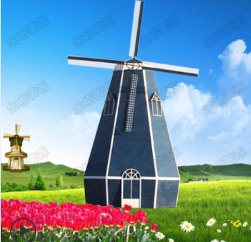 现货防腐木风车荷兰风车户外木质大型景区装饰园林风车厂家直销