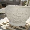 厂家供应石雕龙缸汉白玉浮雕九龙戏珠雕塑 中式传统圆形养鱼水缸