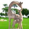 园林景观石雕母子长颈鹿 动物雕塑摆件定制加工各种尺寸