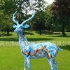 玻璃钢雕塑 玻璃钢鹿雕塑 梅花鹿园林景观雕塑 仿铜彩绘鹿雕塑