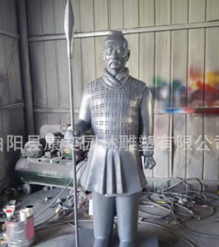 秦兵马俑玻璃钢雕塑 古代人物士兵雕像制作 仿铜将军官员模型定做