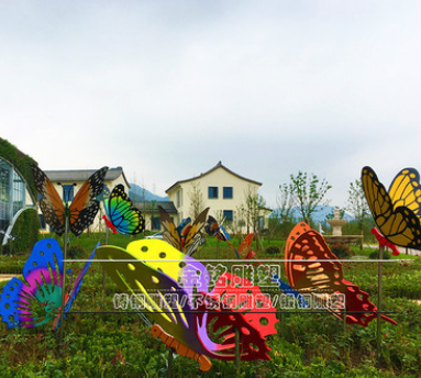 定制不锈钢蝴蝶雕塑造型铁艺彩绘户外园林公园广场雕塑装饰品摆件
