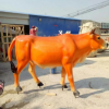 玻璃钢黄牛雕塑树脂彩绘仿真牛奶牛动物模型园林景观牧场农场摆件