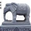 供应芝麻灰花岗石石材石刻大象加工吉象如意石象雕刻门口摆件