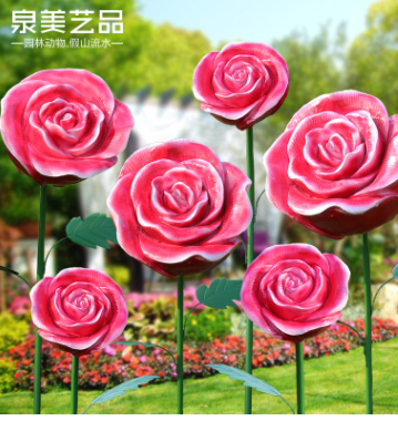 户外园林景观摆件花园庭院装饰婚庆道具玻璃钢雕塑花朵玫瑰花摆设