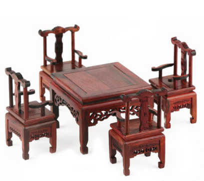 红木雕工艺品 微型微缩小家具模型 明清仿古中式红酸枝八仙桌摆件