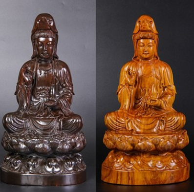 黑檀木雕坐莲观音菩萨佛像摆件镇宅辟邪家居装饰风水红木工艺礼品