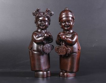 金童玉女 招财摆件 善财童女 童男童女 红木工艺品 木雕摆件 实木
