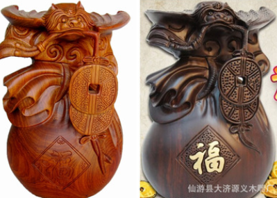 蝙蝠 有福 代代福摆件 黑檀袋袋福 福袋 招财红木工艺品木雕批发