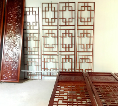 东阳木雕 手工雕刻 中式装修 仿古实木花格 背景墙吊顶