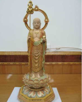 木雕 地藏王菩萨 淡彩