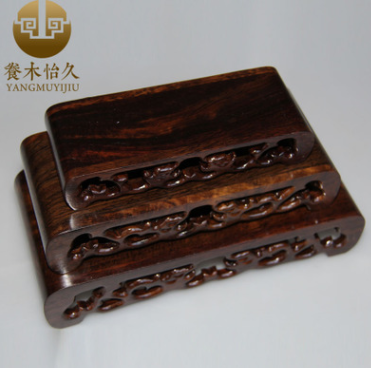 红木雕刻书卷形底 座印章鼻烟壶古玩底座 奇石玉雕木雕摆件