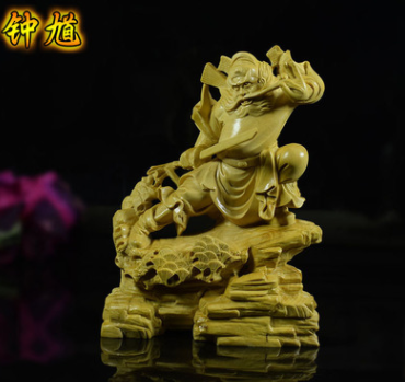 黄杨木天师钟馗木雕批发 家居办公镇宅小叶黄杨木摆件礼品供应