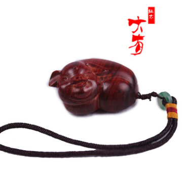 印度小叶紫檀木雕猪手把件古玩工艺品招财摆件木质礼品