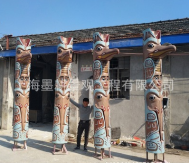 厂家生产欢乐谷鸟嘴图腾柱 户外印弟安图腾柱 玻璃钢彩绘 可定制