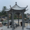 花岗岩凉亭 黑白点石雕亭子 小区石头亭子乘凉摆件
