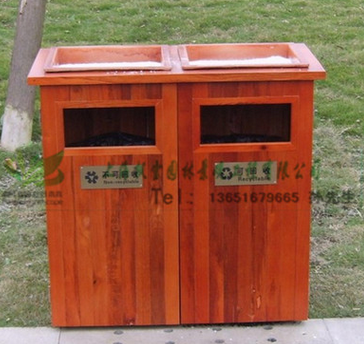户外防腐木垃圾桶炭化木垃圾桶复古景区公园实木垃圾桶庭院垃圾箱