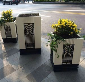 洛洛克花箱镂空雕花盆PVC花钵仿木黑白花篮艺术花箱组合花箱花盒