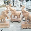新款石雕大象田园景观户外花园喷泉流水喷水晚霞红石雕象摆件现货