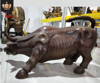 供应铜华尔街牛摆件 办公招风水旺财铜动物工艺品雕塑 HYTD-563