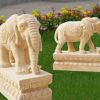 加工定做汉白玉石雕大象小区楼盘门口摆放吉祥如意石材雕刻小象摆