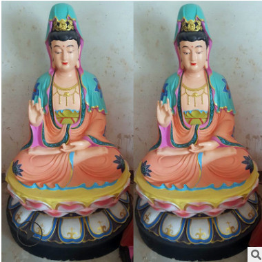 玻璃钢现货销售 坐像观音菩萨 彩绘 贴近 树脂佛像