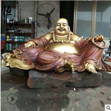 招财弥勒佛风水摆件 纯铜大肚笑佛 开业摆件 寺庙供奉 HYTD-235