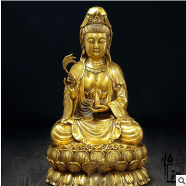 供应铜观音菩萨像 南海观音佛像雕塑 宗教庙宇供奉摆件 HYTD-116