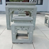 森林绿复古镂空方形石桌石凳一套 园林庭院石雕桌椅摆件厂家定制