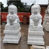 厂家定制汉白玉石雕小狮子 看门镇宅酒店门口家居风水摆件