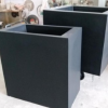 黑色哑光花盆 玻璃钢方形长条落地绿植商场花钵花器配套花盆
