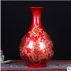 陶瓷花瓶 精品红色牡丹花水晶釉玉壶春花瓶 时尚婚庆喜庆乔迁礼品