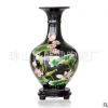 景德镇陶瓷工艺品 乌金釉粉彩荷花赏瓶精致家居摆件摆设花瓶批发