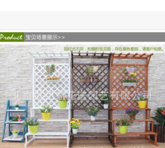 木质花架 网格三层烤木花盆架 梯形家庭园艺架 绿萝吊兰花架图2
