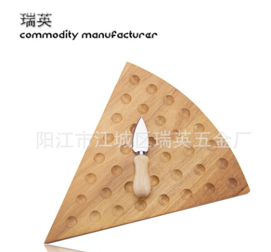 实木创意三角形芝士奶酪切板 出口橡胶木面包切板 可定制 阳江