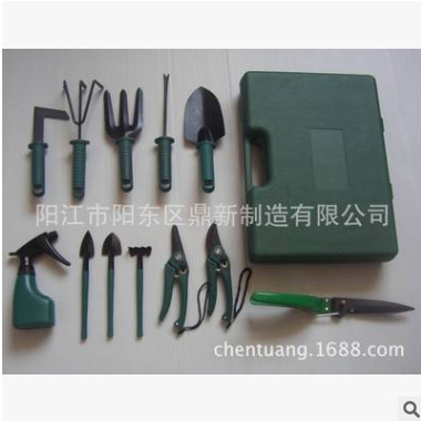 供应12件组套园林工具,胶箱园艺工具 不锈钢园林工具