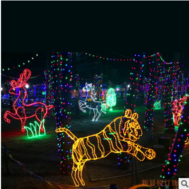 新显锐厂家老虎灯光造型户外圣诞LED灯光节日广场装饰美陈布置