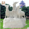 曲阳厂家直销三羊开泰汉白玉石雕羊山羊组合雕刻园林动物雕刻定制