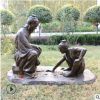 玻璃钢仿铸铜老人小孩对弈下棋雕塑古代人物公园广场民俗小品摆件