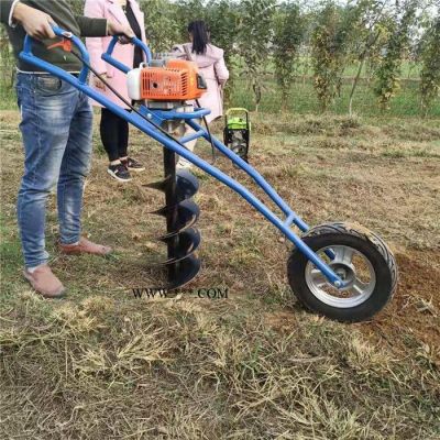 四轮悬挂式螺旋挖坑机富兴 两冲程小型手提挖坑机 园林绿化打眼机